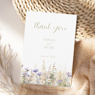 Rustic Summer Meadow Wildflower Wedding Thank You Invitation