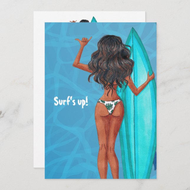 Rustic Summer Surf Beach Vacation Bachelorette Invitation (Front/Back)