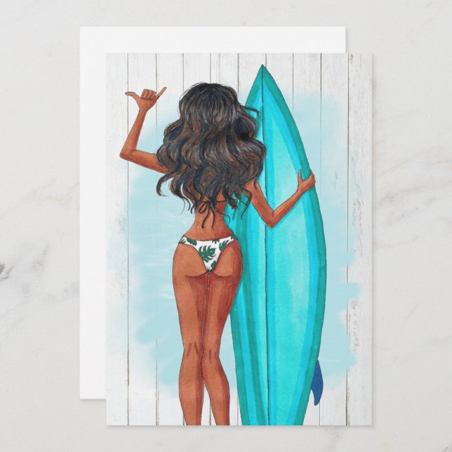 Rustic Summer Surf Beach Vacation Birthday Party Invitation (Front/Back)