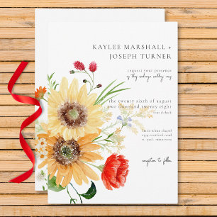Rustic Summer Wildflowers & Sunflowers Invitation