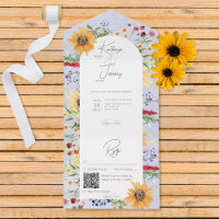 Rustic Summer Wildflowers Sunflowers Peri QR Code