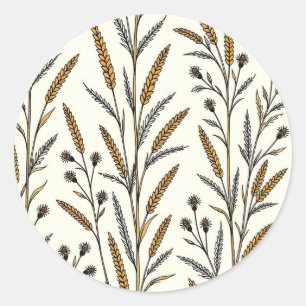 Rustic Sun-Drenched Wheat and Wildflower Field  Classic Round Sticker