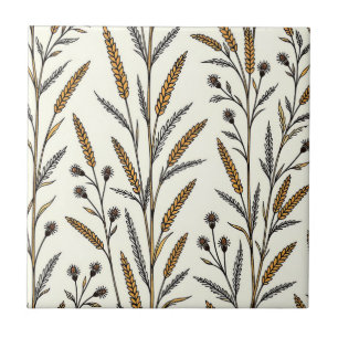Rustic Sun-Drenched Wheat and Wildflower Field Tile