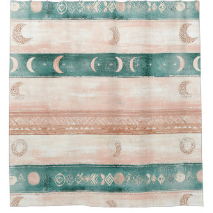 Rustic Sun Moon Pattern for Spiritual Living Shower Curtain