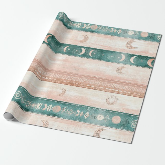 Rustic Sun Moon Pattern for Spiritual Living Wrapping Paper (Unrolled)