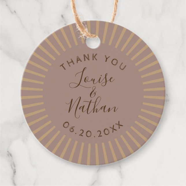 Rustic sun thank you favour tags (Front)