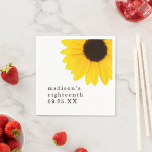 Rustic Sunflower 18th Birthday Party Napkin
