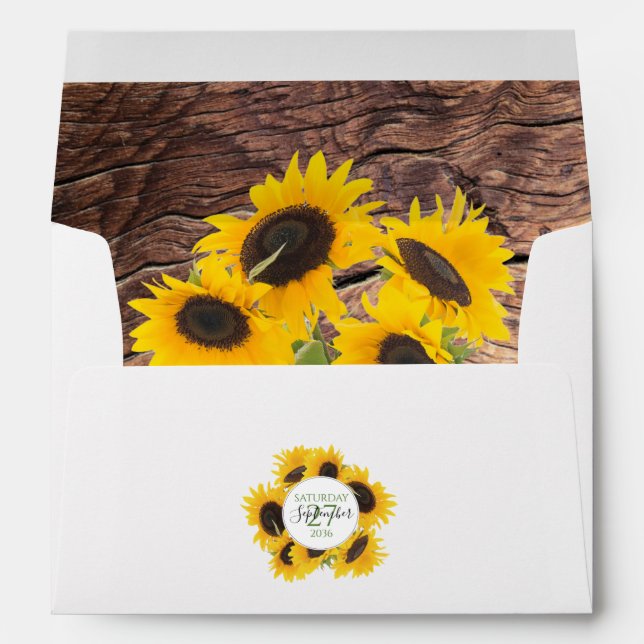 Rustic Sunflower  5x7 Wedding Invitation Envelope (Back (Bottom))