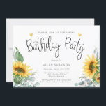 Rustic Sunflower 90th Birthday Party Invitation<br><div class="desc">This fun design is perfect for your special event. This design features a white background with script lettering,  sunflowers,  and whimsical hearts.
Artwork/graphics by ReachDreams.etsy.com</div>