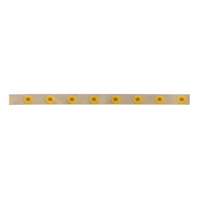 Rustic Sunflower and Burlap Country Printed Ribbon Satin Ribbon (Front)