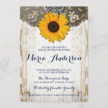 Rustic Sunflower and Lace Bridal Shower Invite