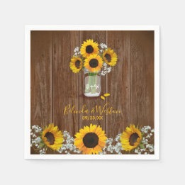 Rustic Sunflower and Mason Jar Wedding Napkin
