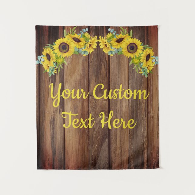 Rustic Sunflower Anniversary Party Booth Backdrop Tapestry (Front)
