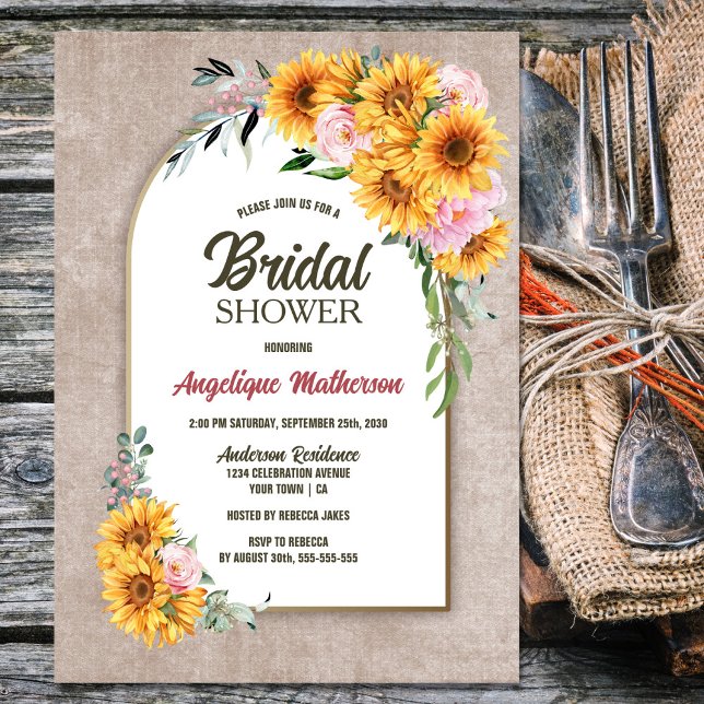 Rustic Sunflower Arch Bridal Shower Invitation (Creator Uploaded)
