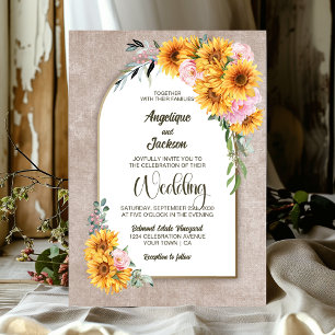 Rustic Sunflower Arch Wedding Invitation