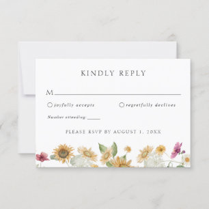 Rustic Sunflower Autumn Wedding RSVP Response Card