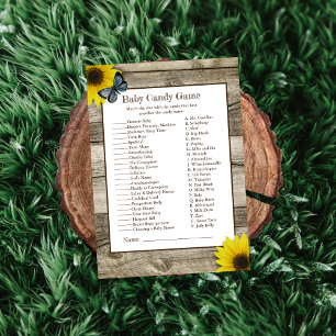 Rustic Sunflower Baby Candy Baby Shower Game Invitation