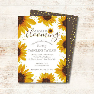 Rustic Sunflower Baby is Blooming Shower Invitation