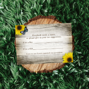 Rustic Sunflower Baby Name Suggestions Shower Game Invitation