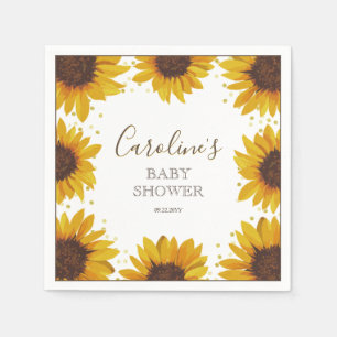 Rustic Sunflower Baby Shower Boho Watercolor Napkin