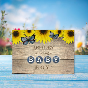 Rustic Sunflower Baby Shower   Boy Invitation