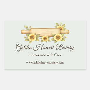 Rustic Sunflower Bakery Custom Cottage Rectangular Sticker
