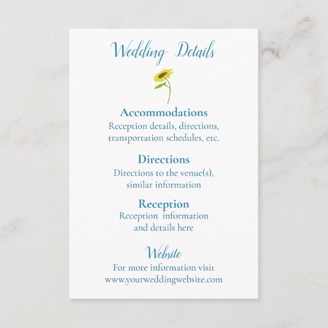 Rustic Sunflower Beauty Wedding Enclosure Card (Front)