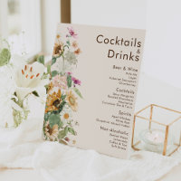 Rustic Sunflower Beige Wedding Drinks Bar Sign