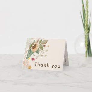 Rustic Sunflower Beige Wedding Folded Thank You Card