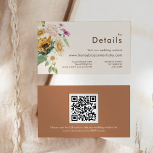 Rustic Sunflower Beige Wedding Website Details Enclosure Card