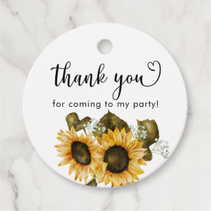 Rustic Sunflower Birthday Favour Tags