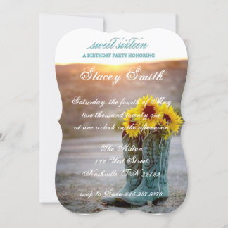 Rustic Sunflower Birthday Invitation