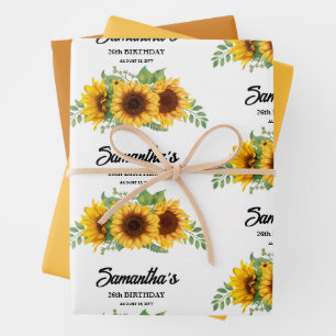 Rustic Sunflower Birthday Wrapping Paper Sheet