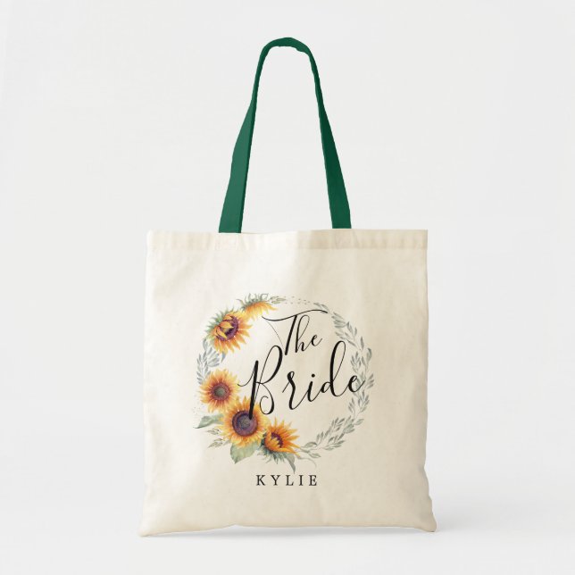 Rustic Sunflower Bloom | Bride Tote Bag (Front)