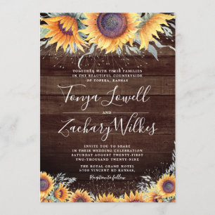Rustic Sunflower Bloom Countryside Wedding Invite