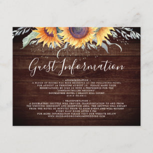Rustic Sunflower Bloom Guest Information Enclosure Card