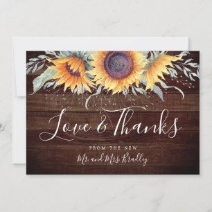 Rustic Sunflower Bloom Thank You Card