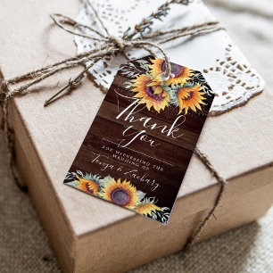 Rustic Sunflower Bloom Thank You Gift Tags