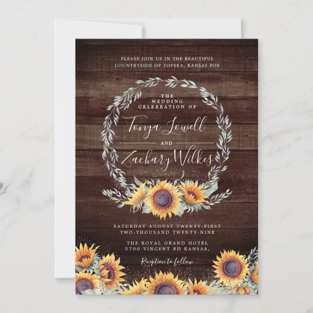 Rustic Sunflower Bloom | Wedding Celebration Invitation (Front)