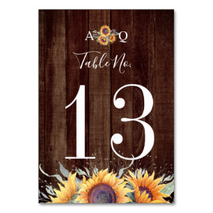 Rustic Sunflower Bloom Wedding Table Number