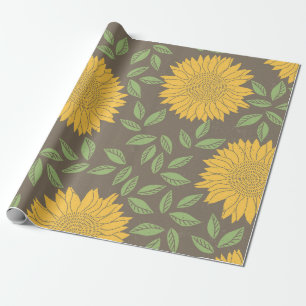 Rustic Sunflower Bloom Wrapping Paper