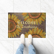   Rustic Sunflower Boho Taupe Personalised Welcome