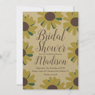 Rustic Sunflower Border Greenery Bridal Shower Invitation