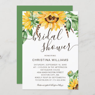 Rustic Sunflower Bouquet Bridal Shower Invitation