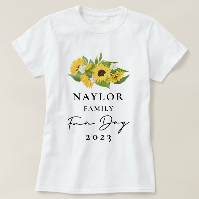 Rustic Sunflower Bouquet Family Reunion White T-Shirt (Design Front)
