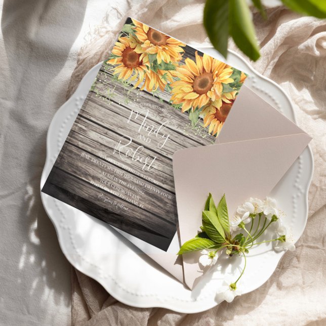 Rustic Sunflower Bouquet Watercolor Wedding   Invitation (Creator Uploaded)
