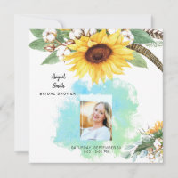 Rustic Sunflower Bridal Photo Square