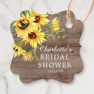 Rustic Sunflower Bridal Shower Favour Gift Tag