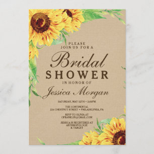 Rustic Sunflower Bridal Shower Invitation