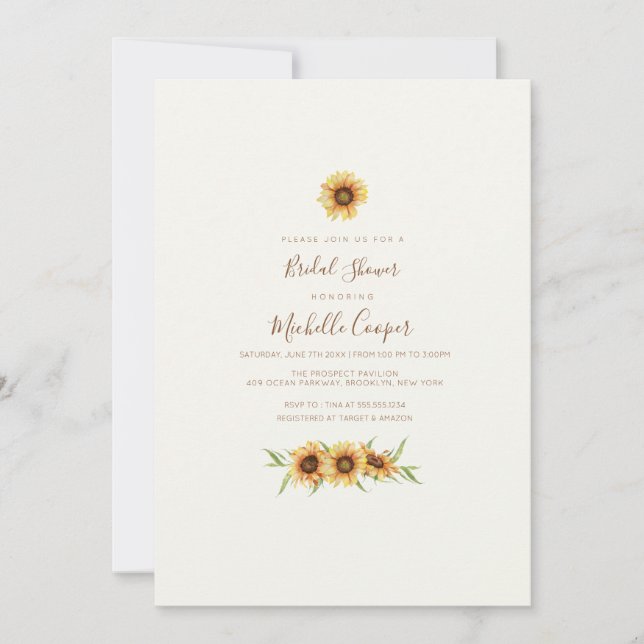 Rustic Sunflower Bridal Shower Invitation (Front)